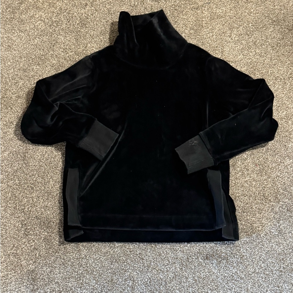 Athleta Double Cozy Karma Funnel Neck Sweatshirt Black Size M Super Soft - Picture 4 of 4